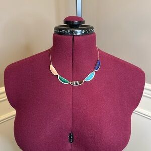 Ann Taylor loft watermelon stone rainbow statement necklace in silver